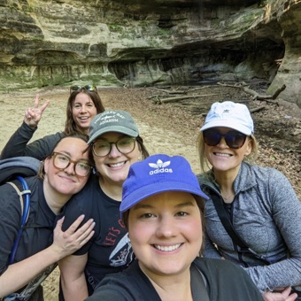 Hiking a canyon with friends